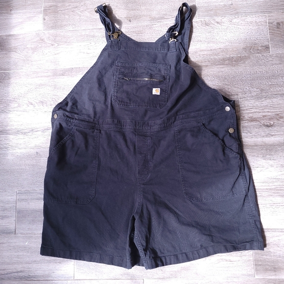 Carhartt Rugged Flex Canvas Shortall Women's 3XL 24-26 Black Bib Overalls Shorts - Picture 1 of 7